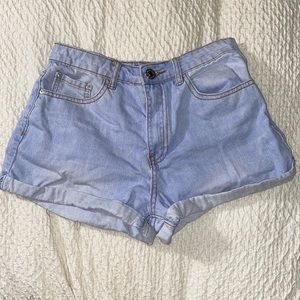 Light Wash High Rise Denim Shorts